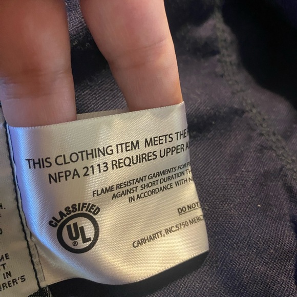 Carhartt FP Mens Flame Resistant Shirt Long Sleeve Button Up Size XL Navy - Picture 4 of 7